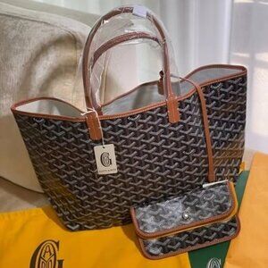 Goyard Goyard St. Louis PM Tote Bag Coated Canvas Leather Canvas Tote Bag